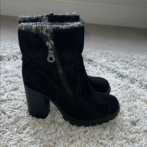 Black Faux Suede Ankle Boots